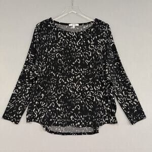 Sympli Canada Tunic Top Size 12 Black Printed Dolman Sleeve Lagenlook Shirt